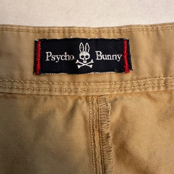 Psycho Bunny Size 38 Classic Chino Shorts Dark Khaki Tan 9" Inseam - Picture 5 of 10